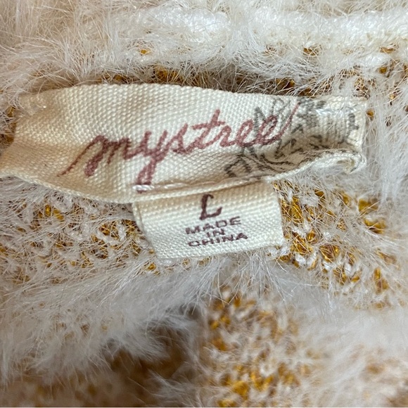 Mystree Mustard & Cream Houndstooth Cardigan Size Large - Picture 7 of 7